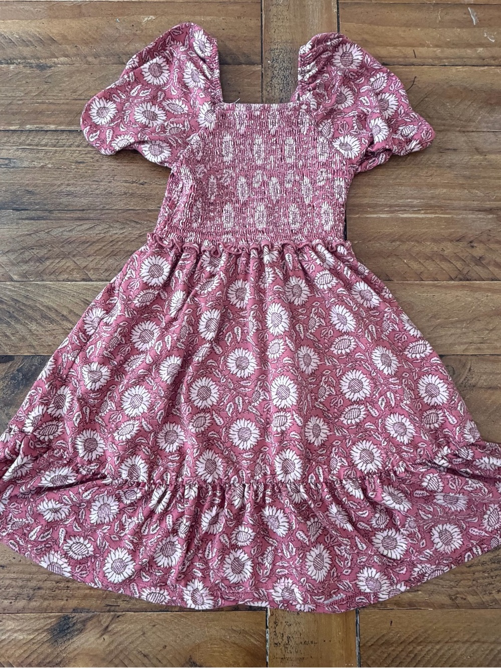 btween Dusty Rose Floral Smocked Dress